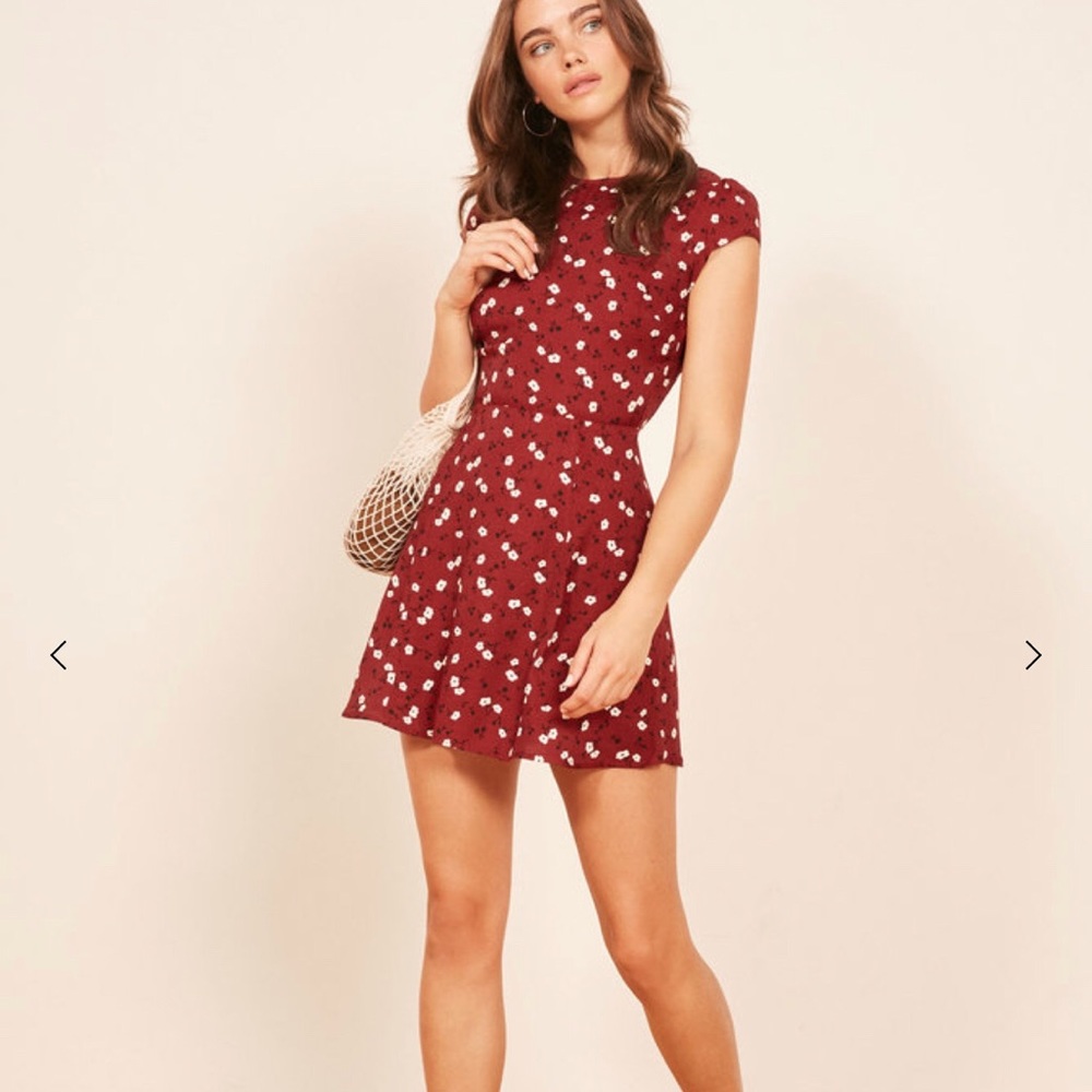 Reformation Bassett Dress in Red